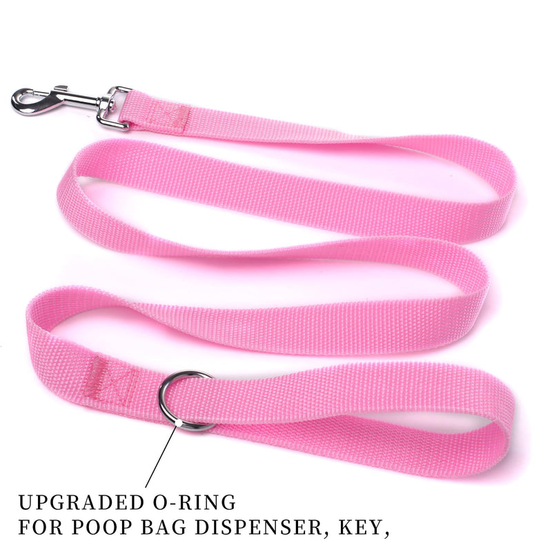 Strong Nylon Dog Leashes, with O-Rings, 4Ft/6 Ft and 10Ft, 1 Inch Wide, for Medium and Large Dogs Walking, Training Or Exploring (Pink, 6ft) pink - BeesActive Australia