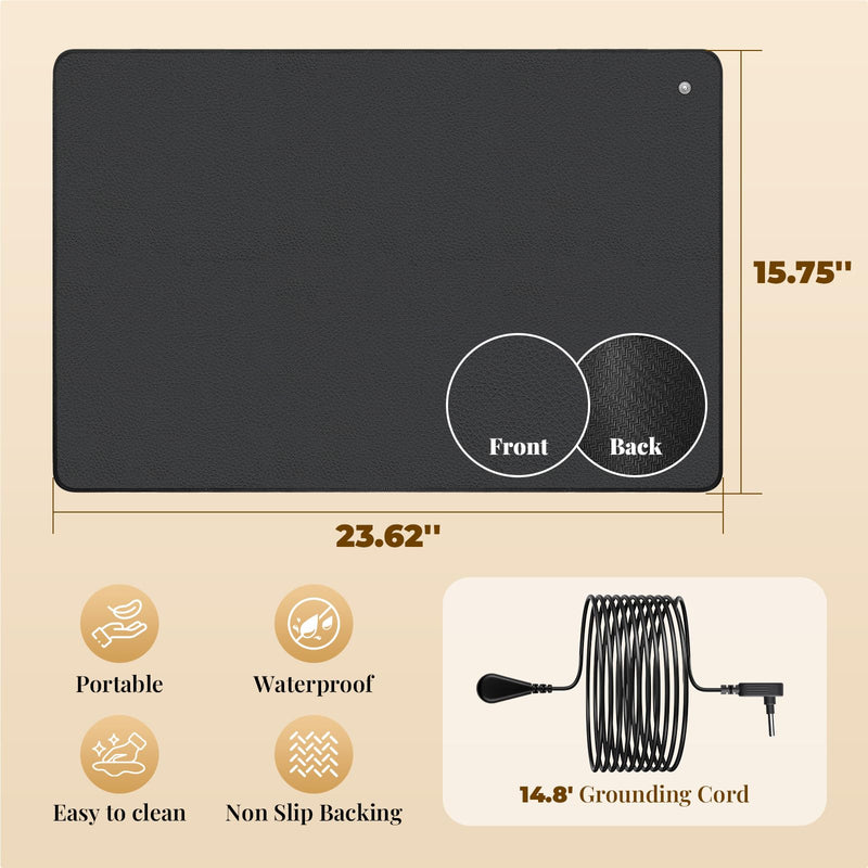 Grounding Mat with 100K Ohmresistor, The Globe Pad for Feet Earth Ground Therapy Improved Sleep Reduced Pain,Earth Grounded Pads Healthy Mats with Grounding Wire Magnetic Therapy Mat (Black) Black - BeesActive Australia