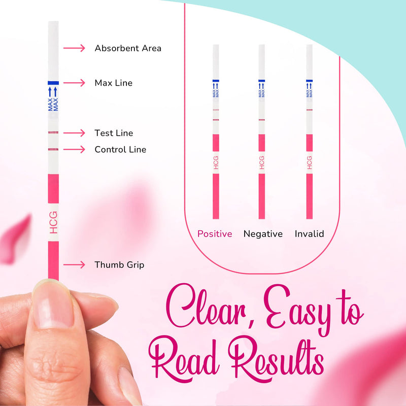 Clinical Guard 50 Pregnancy Test Strips - Sensitive & Accurate Measurement Within 5 mins - Early Detection Pregnancy Test Strip - Easy to Use for Home Tests - HCG Test Strip Kit 50 Count (Pack of 1) - BeesActive Australia