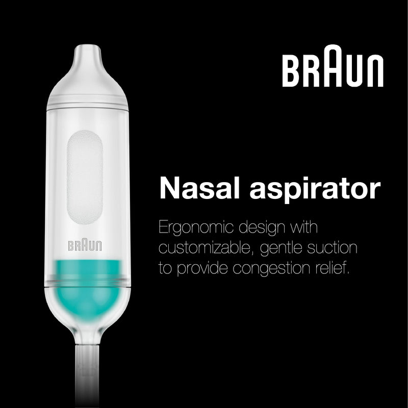 Braun Manual Nasal Aspirator - Mucus Remover, Blocked Nose Relief, Manual Suction Power, 2 Nose Tip Sizes, Newborn, Baby, and Child Friendly, Dishwasher Safe, FSA and HSA Eligible - BeesActive Australia