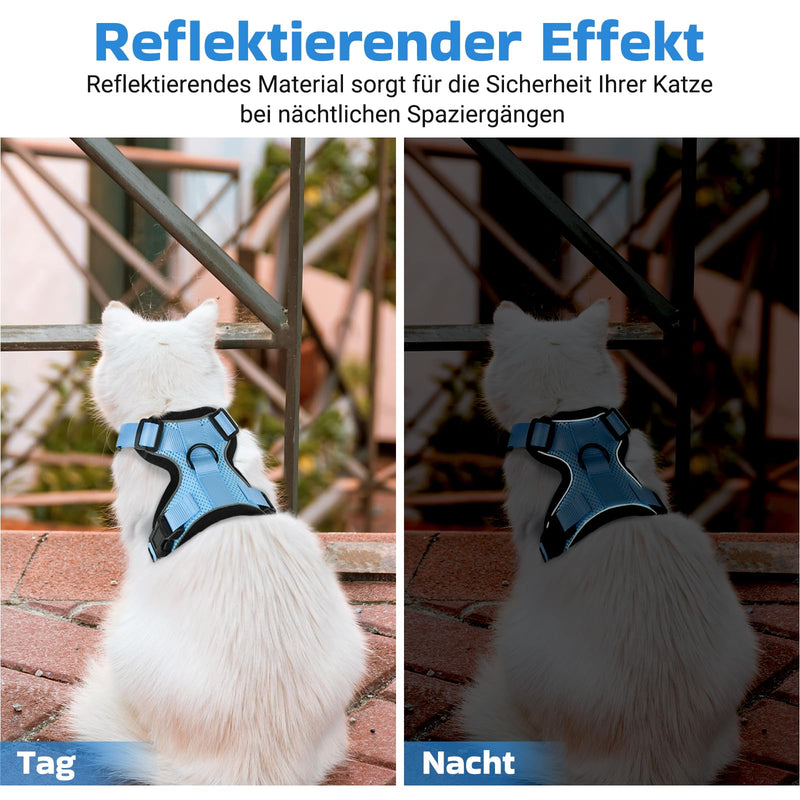 Dooradar Cat Harness with Lead, Escape-Proof Cat Lead with Harness for Medium Cats, Reflective Cat Harness, Large Cat, XS, Light Blue XS (Pack of 1) - BeesActive Australia