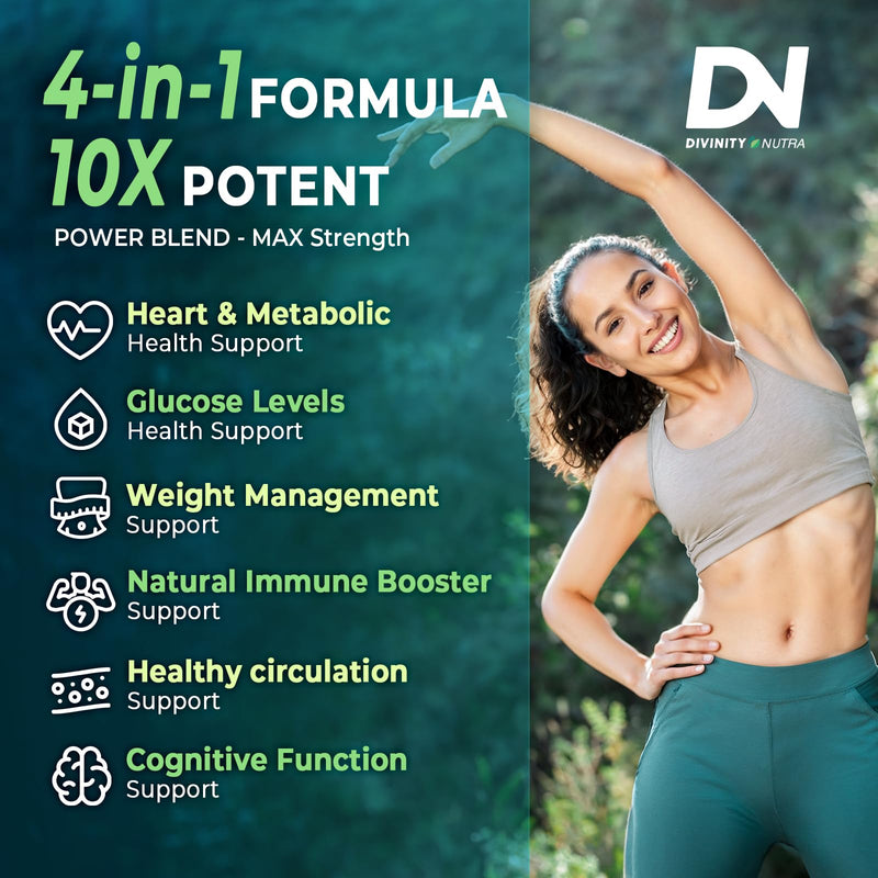 4-in-1 Berberine Supplement 1500mg,Glucose Support,Ceylon Cinnamon Bitter Melon Ginkgo, Boosts Immunity, Gut & Heart Health, 60 Capsules, High Potency 10X Strength for Metabolism Support with 5500mg - BeesActive Australia