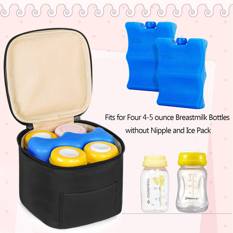 Teamoy Breastmilk Cooler Bag with Ice Pack, Baby Bottles Bag for up to 4 Large 5 Ounce Bottles Without Nipple, Perfect for Working Mom Mother, Black - BeesActive Australia