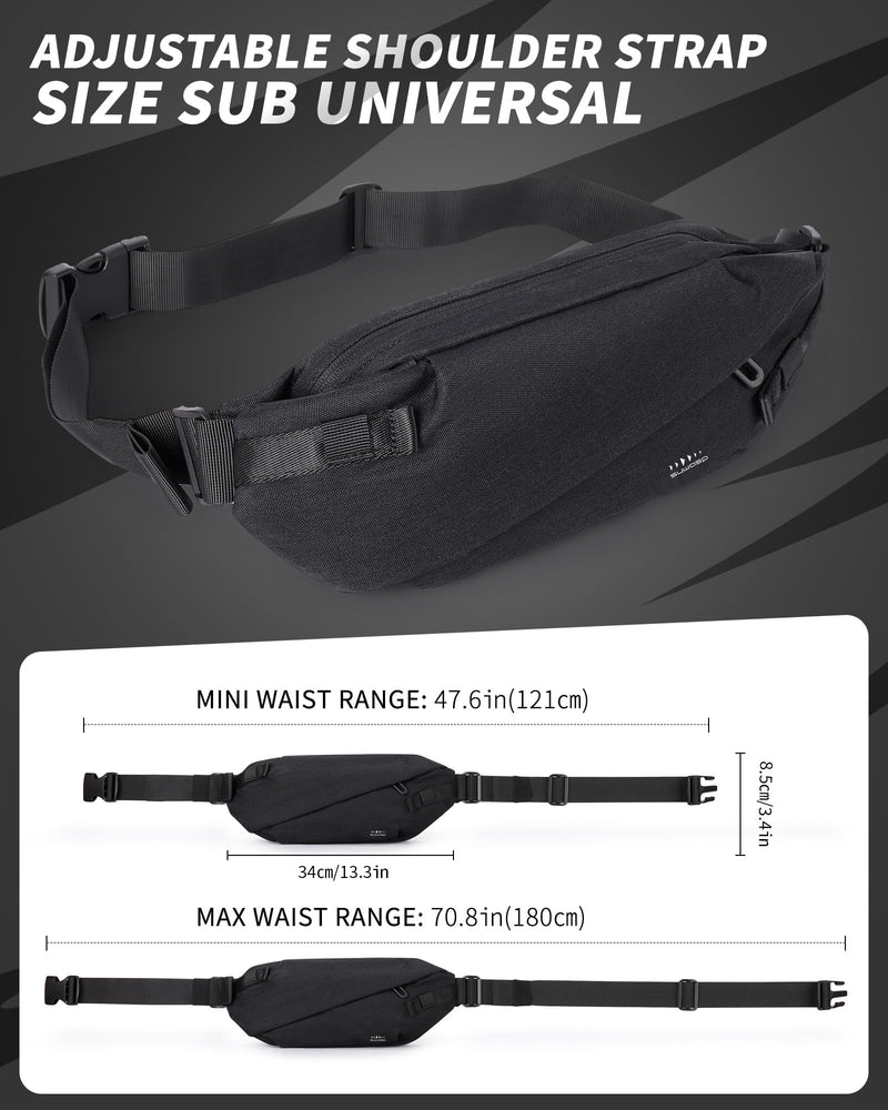 Fanny Pack for Mens Crossbody Bag, Sling Bag for Women Anti Theft Waist Packs with Adjustable Strap Casual Daypack for Running Sports Hiking Cycling Travel Walking - Black A2-Black