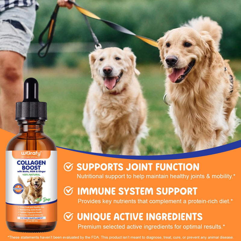 Liquid Collagen For Dogs 60ml, Collagen for Dogs,Collagen Boost for Dog with Biotin, MSM & Ginger, Enhance Immunity, Support for Dog Joints, Skin