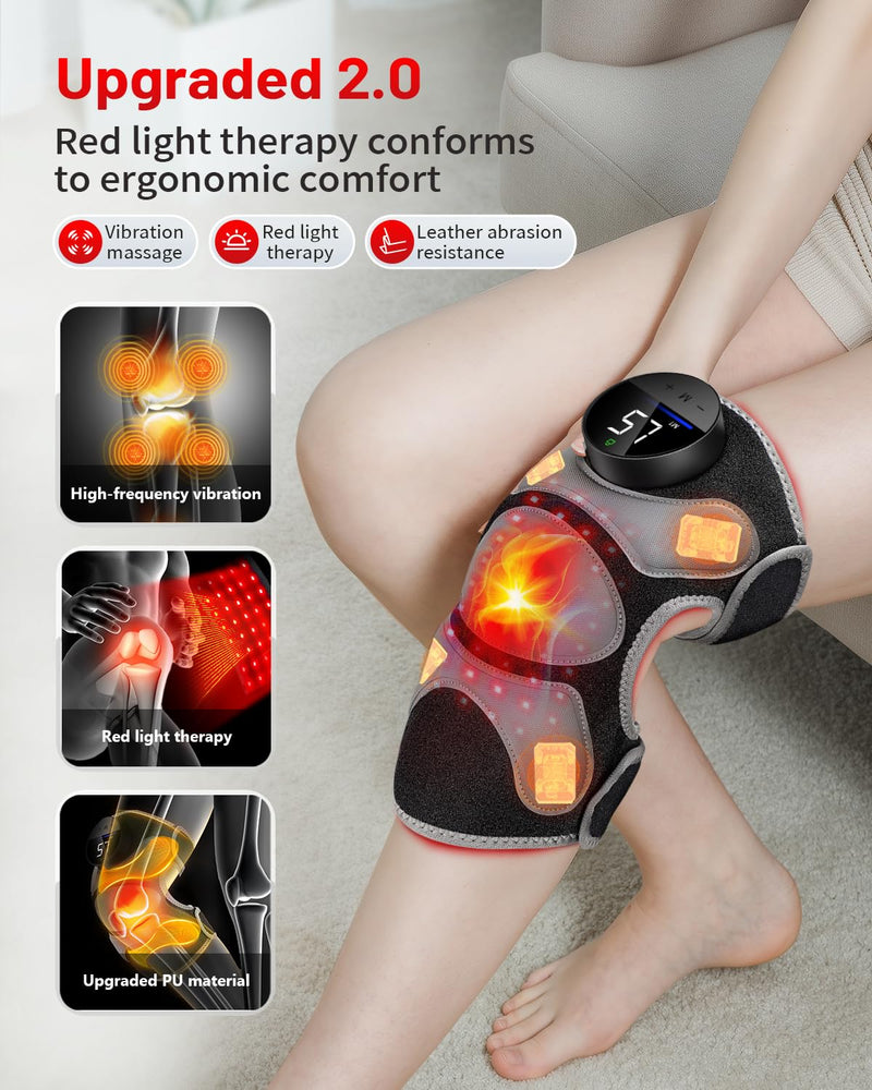 Upgraded PRO Red Light Therapy Knee Brace & 4 Vibration Massage - Rechargeable Controller, 660nm&850nm Red Light Therapy Heated Device for Knee/Elbow/Shoulder Upgraded Knee - BeesActive Australia