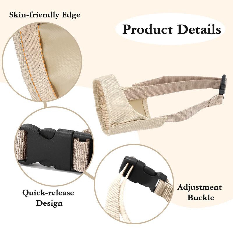 HYHIOTS Dog Muzzle for Small Medium Dogs, Poison Bait Protection Prevents Eating Barking for Chihuahua, Shih Tzu Bulldog, Pitbull (Khaki, XS) khaki - BeesActive Australia