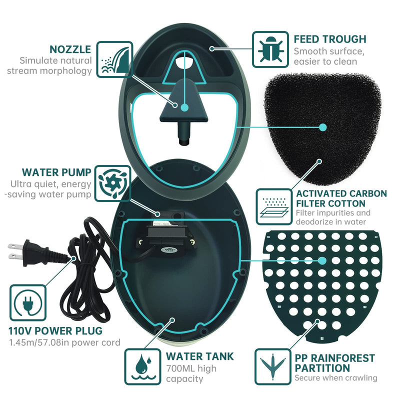 Reptile Drinking Water Fountain Chameleon Accessories Automatic Circulation System with Trough, Bearded Dragon Cage Accessories Reptiles Habitat Waterfall for Snake/Lizard/Chameleon/Turtle - BeesActive Australia