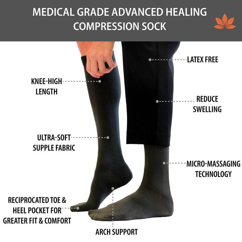 Skineez Medical Grade Advanced Healing Compression Socks 20-30mmHg, 1 Pair Tan Small / Medium