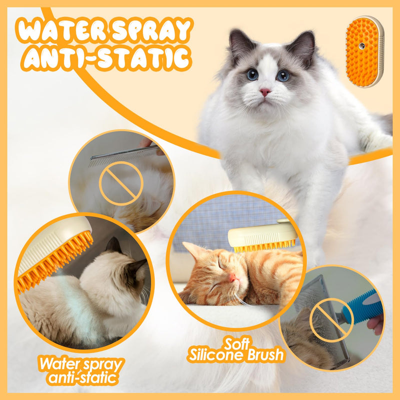 Pet Steam Brush for Cats and Dogs - Easy to Clean Grooming Tool for Pet Spa, Water Brush with Steam Technology - Perfect for Cat & Dog Hair Removal (O Coffee) - BeesActive Australia