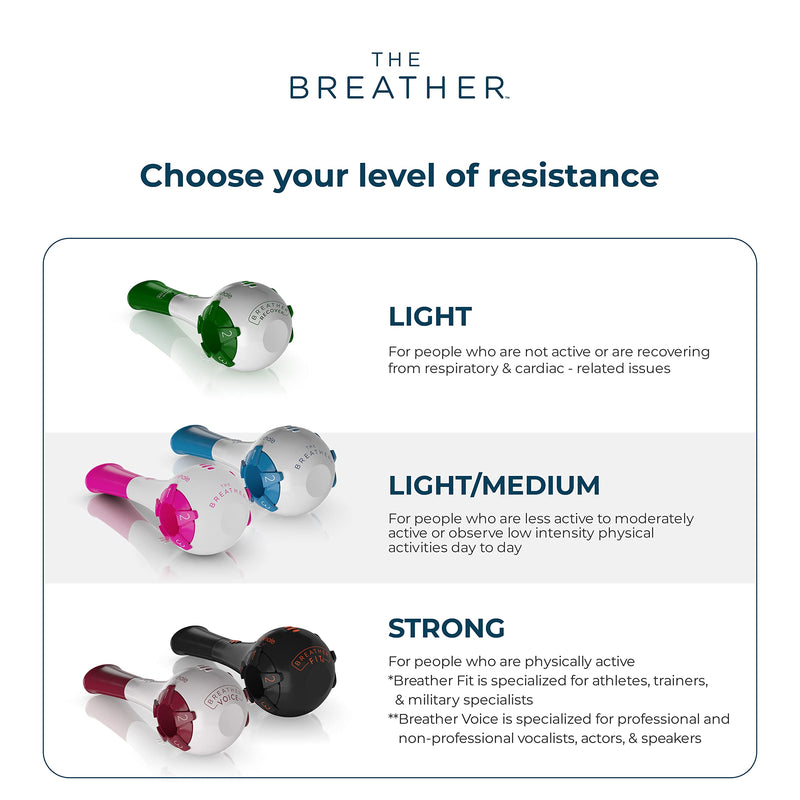 BREATHER PINK │ Natural Breathing Exerciser Trainer for Drug-Free Respiratory Therapy │ Breathe Easier with Stronger Lungs │ Guided Mobile Training App Included - BeesActive Australia