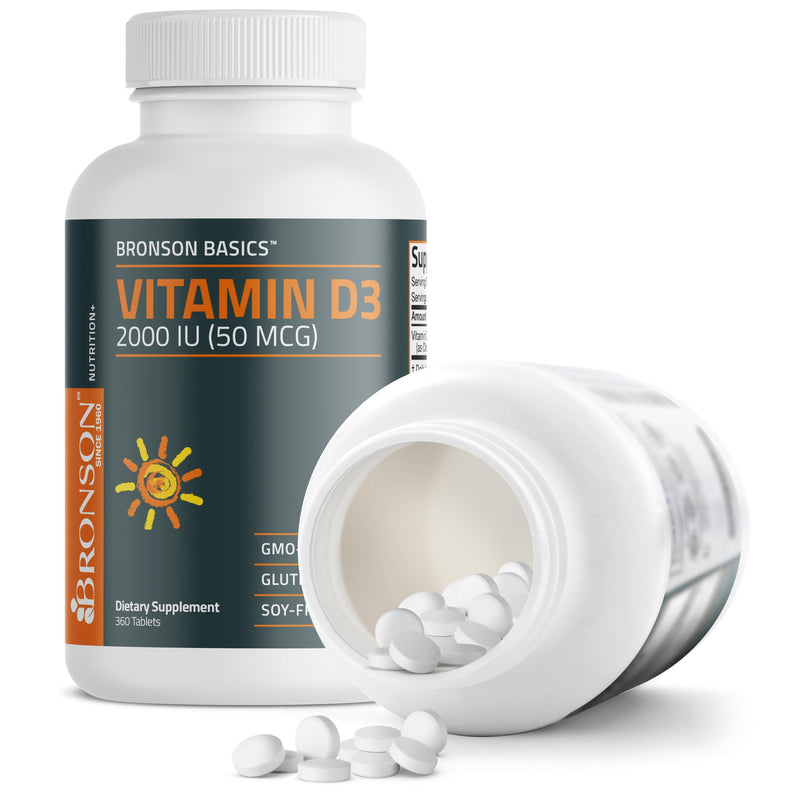 Bronson Vitamin D3 2000 IU (50mcg) Non-GMO, 360 Tablets