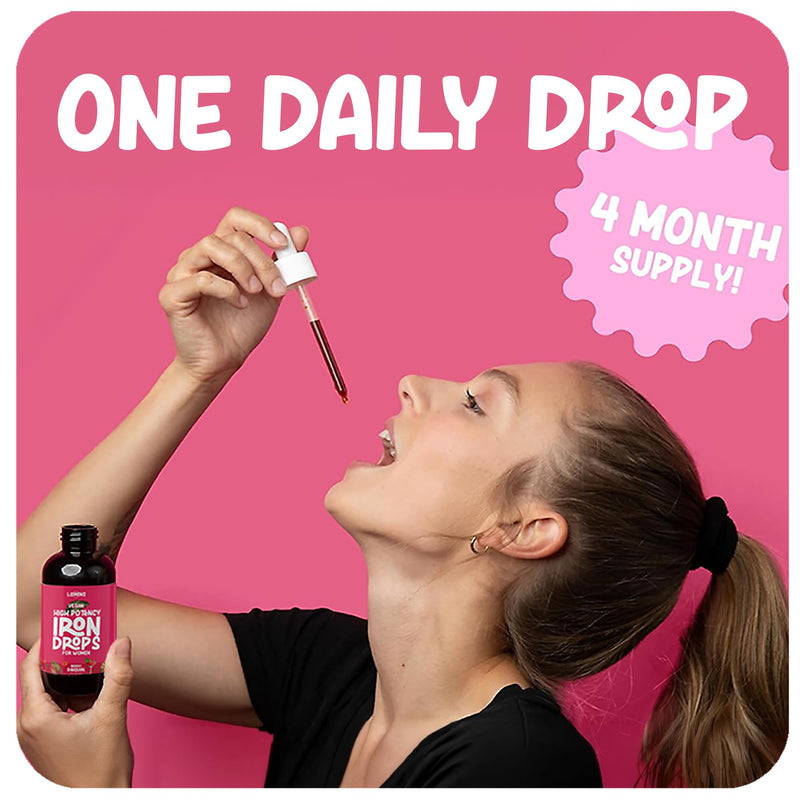 Llorens Iron Drops for Women 20mg per mL, Vegan, Berry Daiquiri 4 Fl Oz