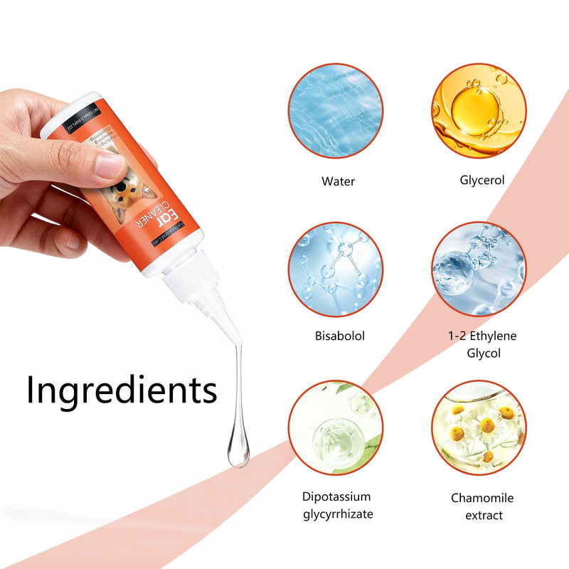 FlowFish Pet Ear Cleaner for Dogs Ear Infection Treatment, No-irritating Dog Ear Cleaner Solution for Treat Dog Ear Infection At Home with Gentle Caring [1.69 FL.OZ] 1.69 FL.OZ
