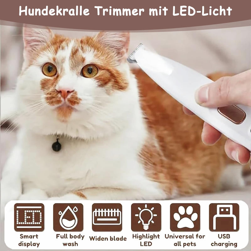 Paw Trimmer for Dogs Hair Clipper Paw Trimmer with LED, Lower Noise Waterproof Dog Razor, Hair Clipper for Paws Pet Dogs Cats (White) White - BeesActive Australia
