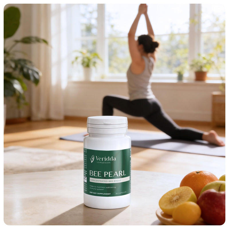 Bee Pearl Capsules - Vegetarian Pollen Nectar and Enzyme Blend for Natural Immunity & Vitality Support, Concentrated Bee Bread 700 mg, Omega 3, Omega 6, Vitamin C