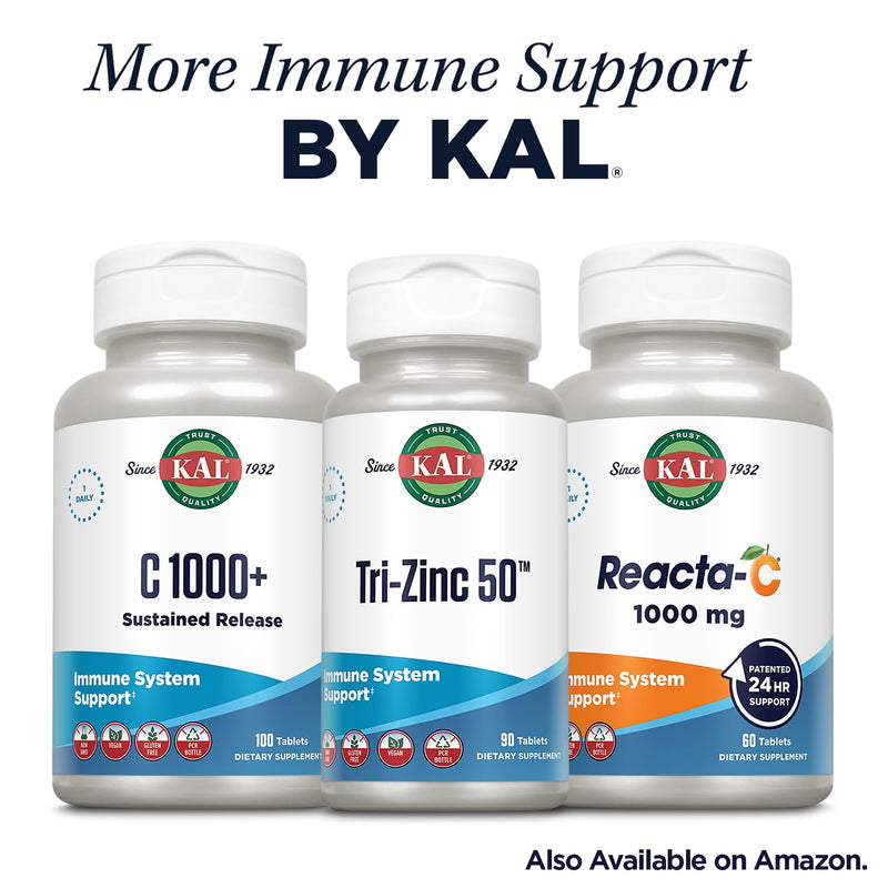 KAL Quercetin with Bromelain - Bromelain Quercetin Supplement for Men & Women, Complex with Vitamin C, Nettle, & Chamomile, Immune Health Support, Vegan, Non GMO, Gluten Free - 60 Tablets | Bromelain Quercetin Supplement for Men & Women, Complex with V...