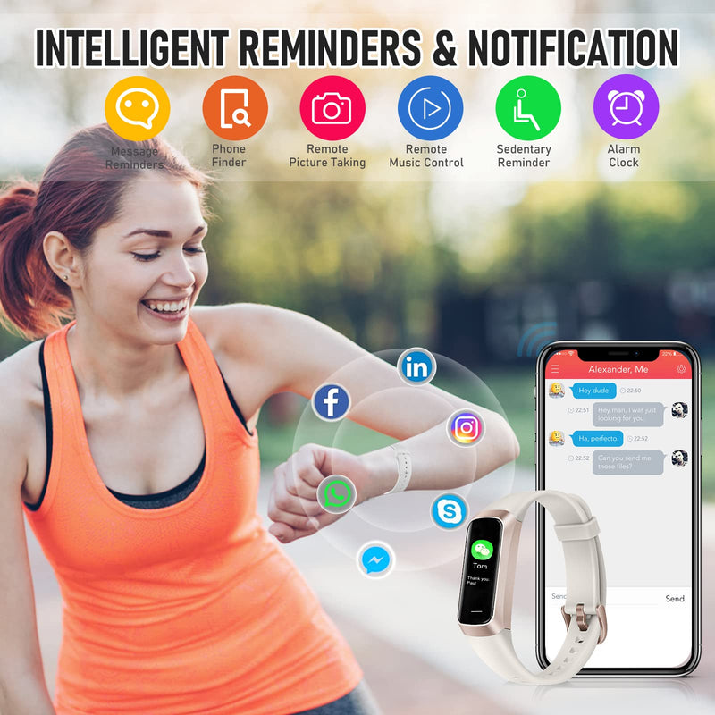 Fitness Tracker, Activity Trackers with 24/7 Heart Rate, Blood Oxygen Blood Pressure Sleep Monitor, Step Counter with 1.1" AMOLED Touch Color Screen, Calorie Pedometer Health Smart Watch for Women Men cream-coloured - BeesActive Australia