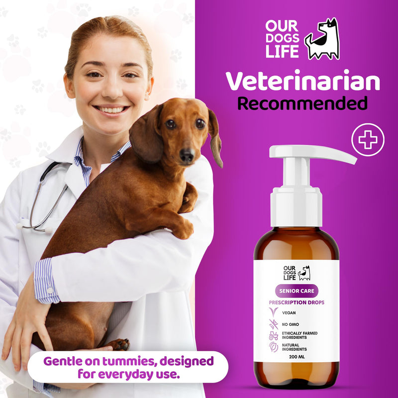Liquid Supplement for Aging Dogs - Comprehensive Joint & Cognitive Support - Hip & Joint Care Supplements - Non-GMO & Vegan-Friendly-200ml