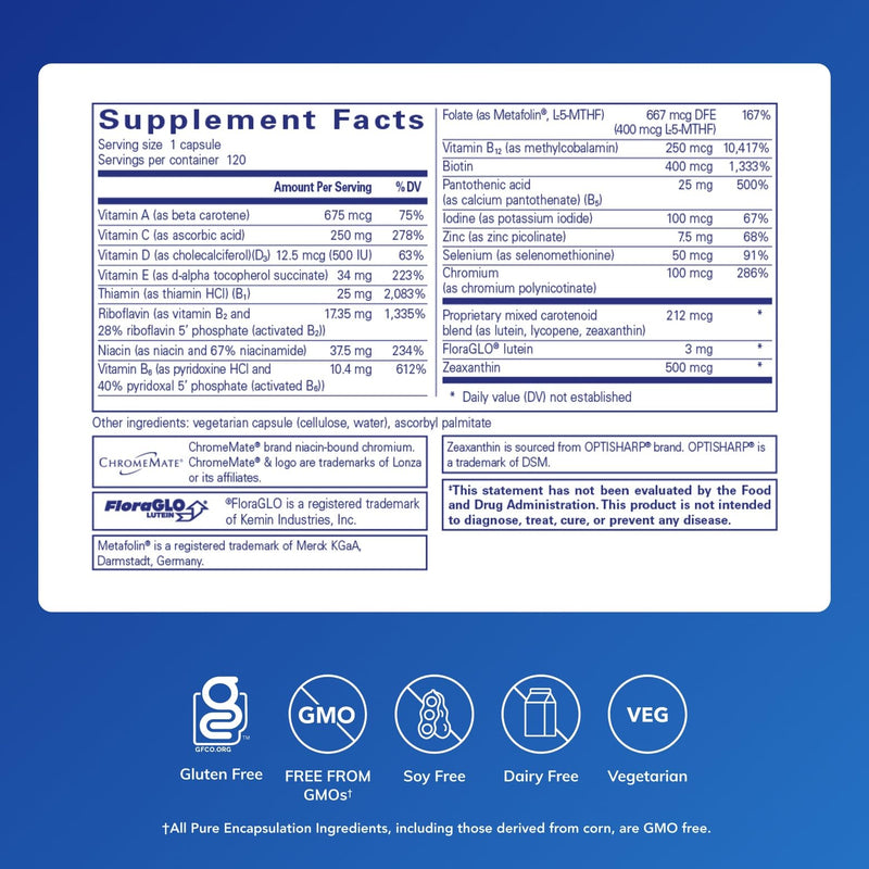 Pure Encapsulations Multi T/D, 120 Capsules | Multivitamin and Mineral Supplement, for Daily Wellness, Cardiovascular and Immune Health*, Rich in Vitamins and Minerals 120 Count (Pack of 1)