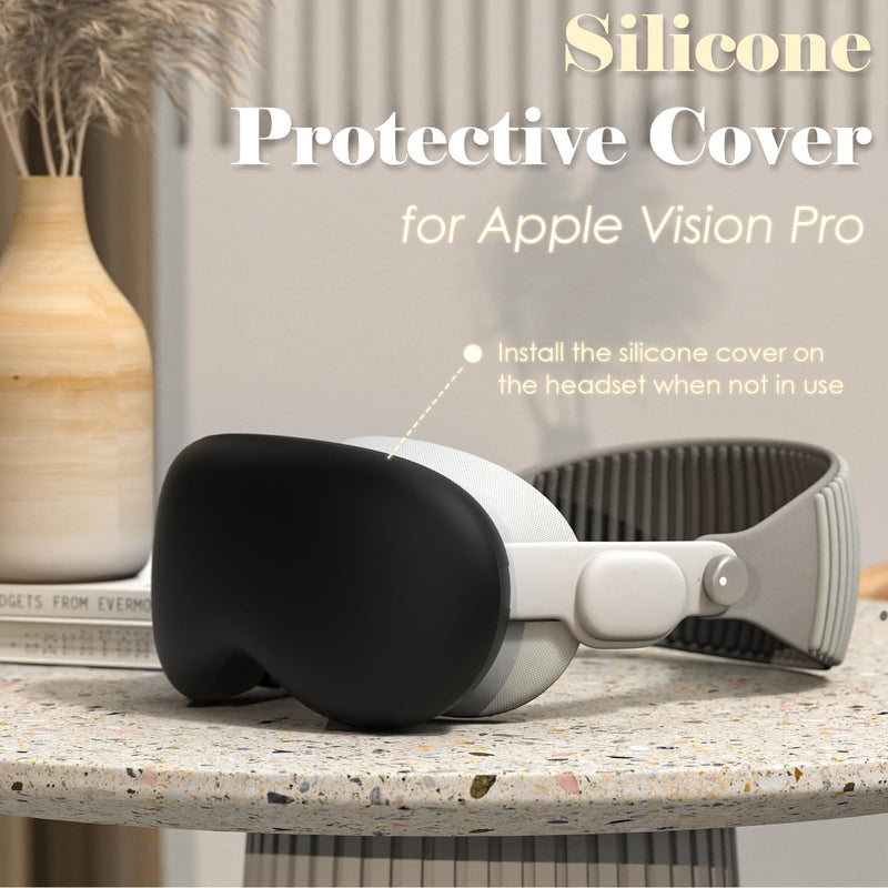 Case for Apple Vision Pro, Silicone Shockproof Anti-Scratch VR Headset Accessories Protective Cover Front Screen Protector Cover Compatible with Apple Vision Pro, Black - BeesActive Australia