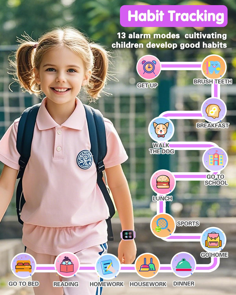 Kids Smart Watch Girls Gifts Age 3-12, Waterproof Watch for Kids with 32 Games, Dual Camera, Touch Screen, Alarm Clock, Music Player, Pedometer Birthday Gift Toys for Girls Ages 5 6 7 8 9 10 (Purple) PURPLE