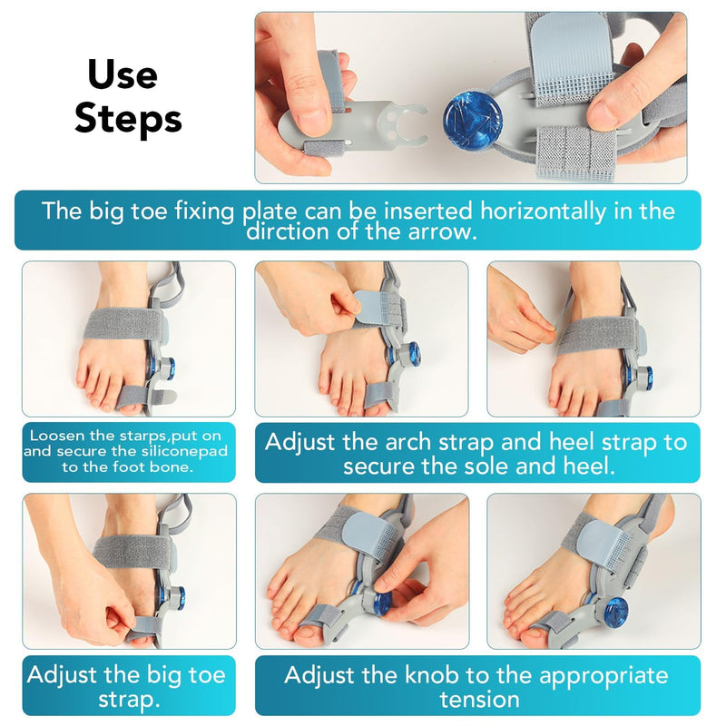 Bunion Corrector for Women & Men Big Toe, Upgraded Big Toe Straightener Bunion Fix with Adjustable Knob, Separator Reliefer with Soft Gel Pad for Left/Right Feet (Gray 1Pcs) Gray1 - BeesActive Australia