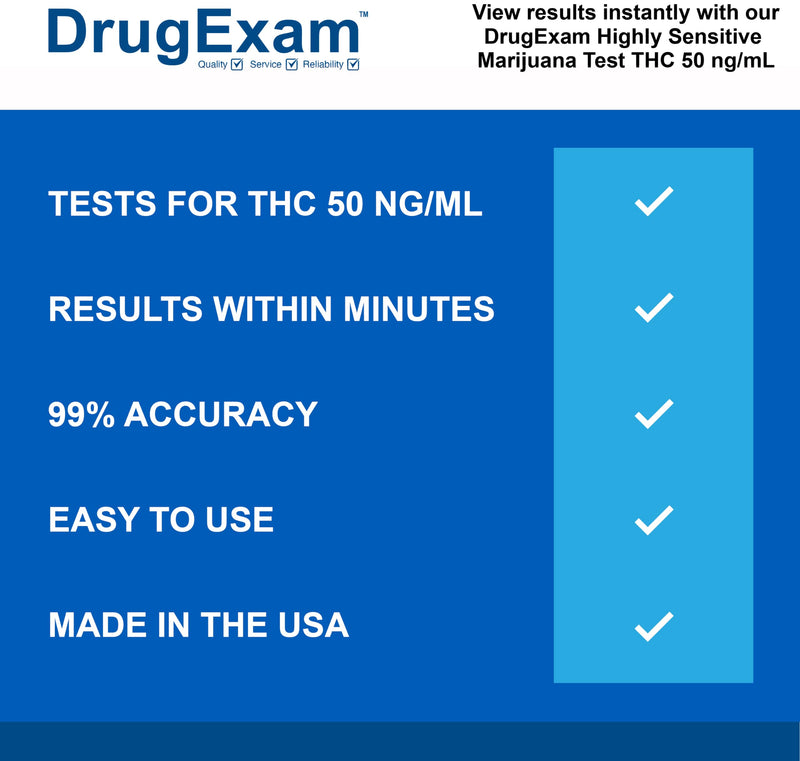 5 Pack - DrugExam Made in USA Highly Sensitive Marijuana THC Testing Drug Test Strip Kit - Drug Test with 50 ng/mL Cutoff Level for Detecting Any Form of THC in Urine up to 35 Days. Urine Test Strips - BeesActive Australia