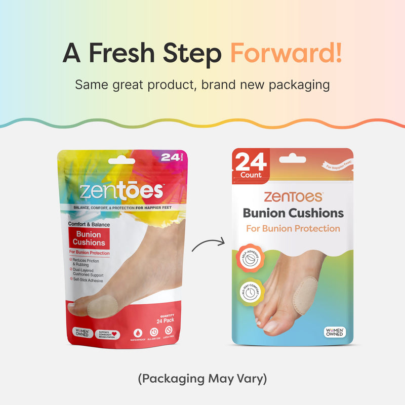 ZenToes Bunion Pads to Wear with Shoes – Waterproof Soft Bunion Cushion Protector, Breathable Adhesive Foot Pad for All Day Comfort & Support, 24 Count Beige 24 Pack