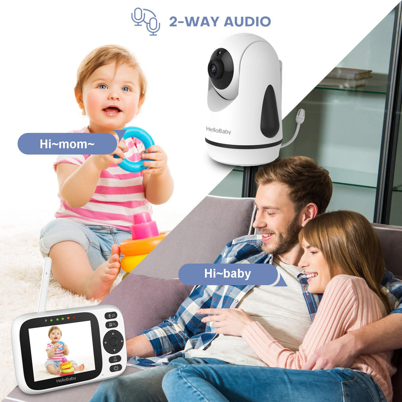 HelloBaby Baby Monitor with 3.2'' IPS Screen - Baby Camera Monitor with Remote Pan-Tilt-Zoom Camera No WiFi, Infrared Night Vision, 1000ft Wireless Connection HB6339 with 1 Camera - BeesActive Australia
