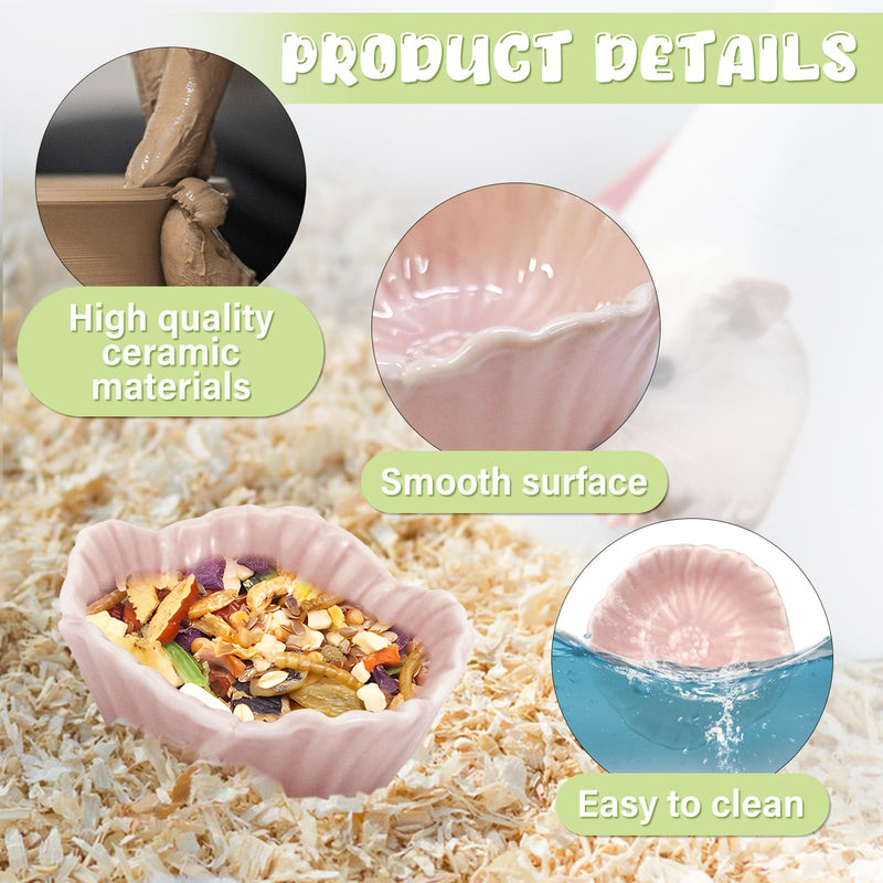 Small Ceramic Pet Hamster Bowl, Easy to Clean Anti Flipping Hamster Food and Water Bowl Feeding Bowl, Small Animal Bowls for Golden Bears, Rabbits, Hedgehogs, Dutch Pigs, Parrots (Pink, s) Pink - BeesActive Australia