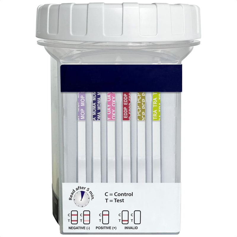 DrugTect Multi-Drug Rapid Urine Test Cup | 1 Pack | 18 Panel CLIA Waived Fentanyl Tramadol Drug Test Cup for 6-MAM,AMP,BAR,BUP,BZO,COC,EDDP,FYL,MDMA,MET,MOP|OPI,MTD,OXY,PCP,PPX,TCA,THC,TRA (1) - BeesActive Australia