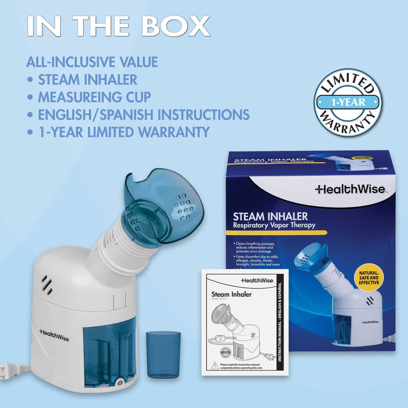 HealthWise Steam Inhaler Respiratory Vapor Therapy | Sinus Pressure, Congestion, Colds & Cough Relief | Facial Steamer, Steam Inhaler, FSA Eligible, Vaporizer or Vocal Steamer | Mask for Cleansing - BeesActive Australia