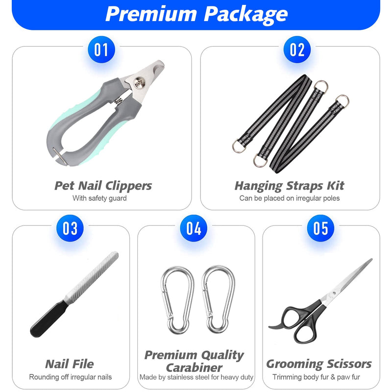 ATESON Pet Grooming Hammock for Small Dogs & Cats with Nail Clippers/Nail Trimmers/Grooming Scissors, Dog Grooming Harness for Nail Trimming, Pet Grooming Sling Helper S for Small Dogs 30LB Blue - BeesActive Australia