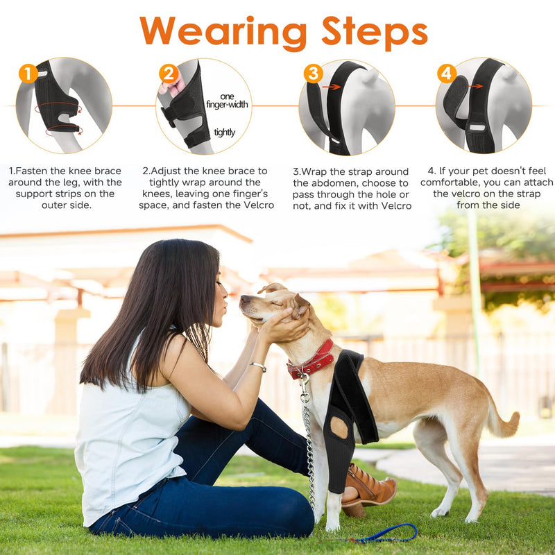 Jorme Dog Knee Brace for Torn ACL, Dog Leg Brace for Post-Surgery Recovery, Arthritis & Luxating Patella,Side Stabilizers, Breathable Neoprene, Adjustable Velcro & Belly Band,Front/Rear Legs (M) M
