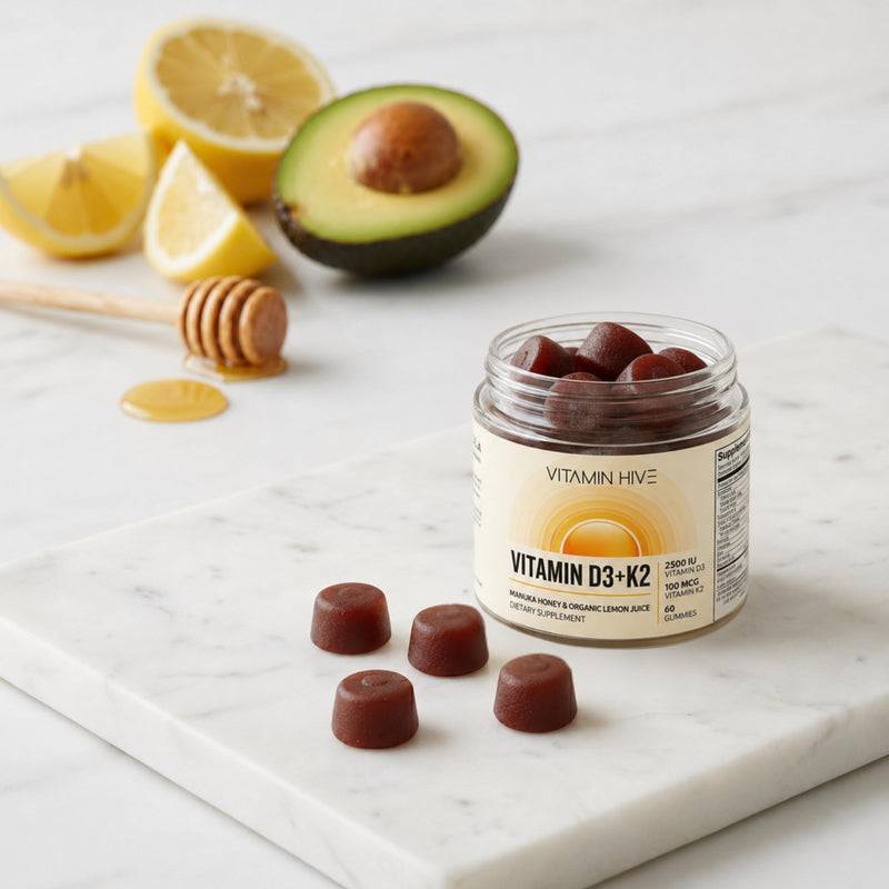 D3 K2 Gummies for Adults, Pharmacist-Formulated 2,500 IU Vitamin D3+ 100mcg K2 MK-7, Manuka Honey&Organic Lemon, Vegetarian Pectin, No Sugar Alcohols - Bone & Immune Support,60 Day Supply