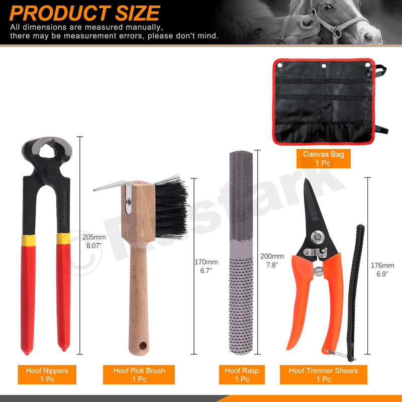 5Pcs Professional Farrier Tools Kit with Roll Pack Hoof Trimming Tools Set Includes Hoof Nipper, Hoof Trimming Shears, Hoof Rasp, Hoof Cutter for Horse - BeesActive Australia