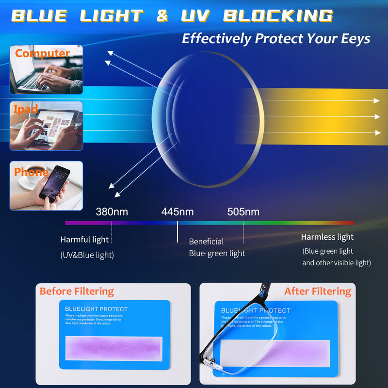 3 Pack Blue Light Blocking Reading Glasses for Men, Stylish Half Frame Metal Computer Readers, Lightweight Spring Hinge Eyeglasses Anti Eyestrain/Glare/UV (Mix Color, Black+Grey+Brown, 1.5) Mix Color(black/Grey/Brown) 1.5 x