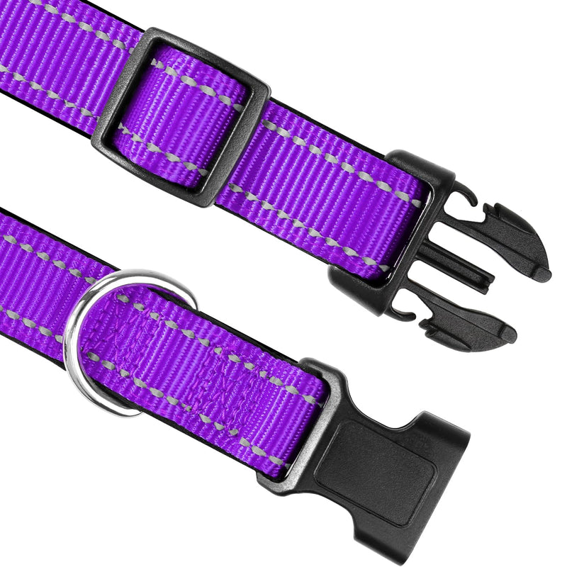 Joytale Dog Collar, Padded Wide Dog Collar Made of Neoprene Nylon Dog Collar Adjustable for Medium Dogs, Soft and Reflective Dog Collars, M, Purple M (Pack of 1) - BeesActive Australia