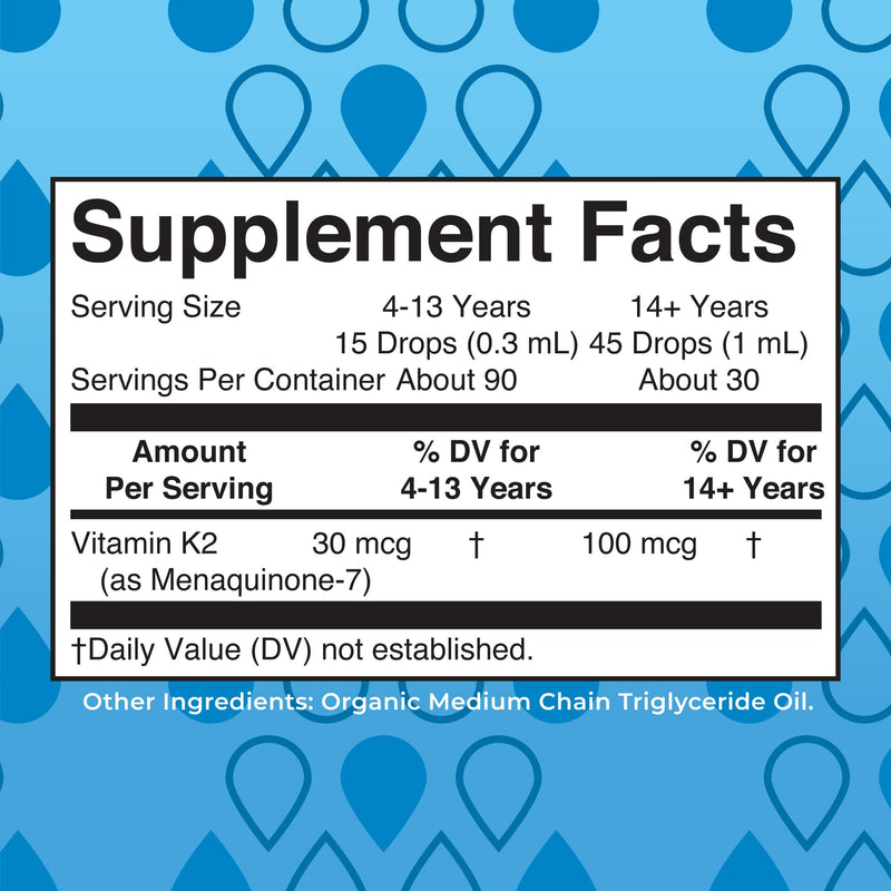 MARYRUTH'S USDA Organic Vitamin K2 MK7 Liquid Drops for Adults & Kids, 1 oz | Adults & Kids, Sourced from Natto, Menaquinone-7, Vegan K2 Vitamin for Bone Health & Calcium Absorption