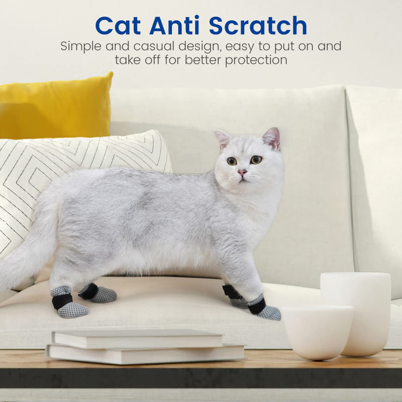 UKCOCO Anti-scratch Shoes for Cats - Adjustable Cat Shoes for Scratching Polyester Cat Paw Protector Cat Anti-slip Sock Shoes for Body Control Nail Trimming - BeesActive Australia