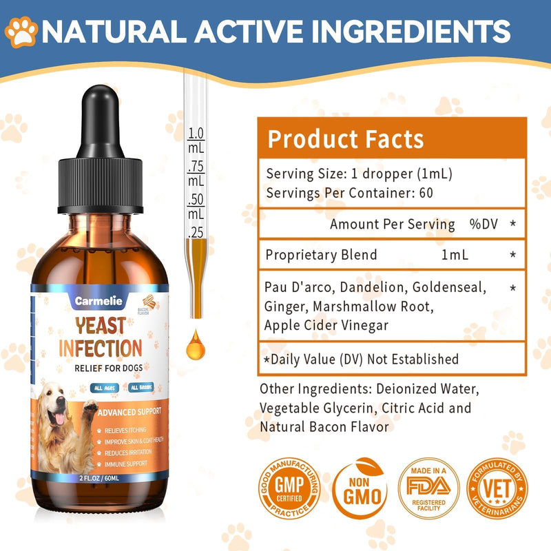 2pcs Natural Antibiotics for Dogs & Natural Yeast Relief for Dogs, for Skin Issues, Itch Relief, Dog Ear Discomfort Care, Itch Relief for Dog, Allergy Supports for Pets, Supports Skin Health - 60 ml