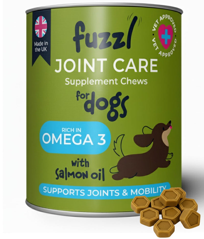 Fuzzl Joint Care Supplement Chews Max Strength - Hip and Joint Aid with Glucosamine for All Dogs including Senior Dogs - 60 Chews Dog Joints Supplement Science Backed, UK Made, Vet Approved Joints 60s