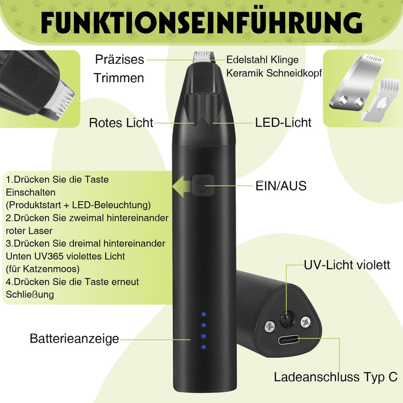 Dog paw trimmer set, paw trimmer for dogs with 3 LED lights, claw grinder for dogs with LED, 2 speeds, quieter, precise trimming, paw care set dog for cats and dogs - BeesActive Australia