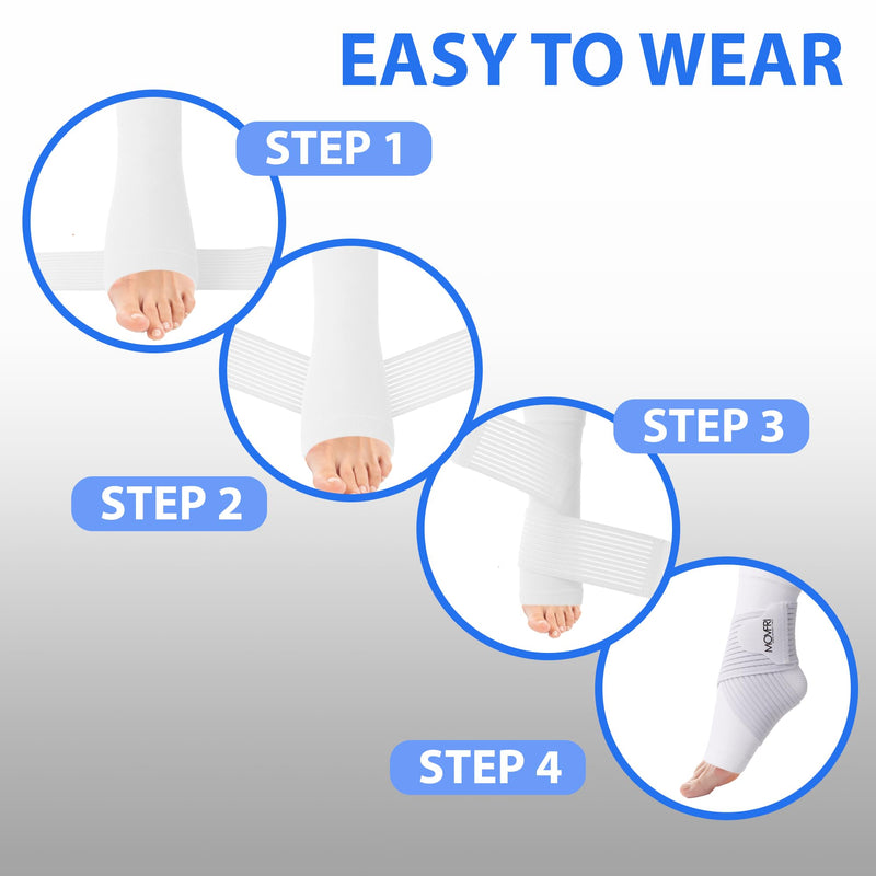 Ankle Brace for Men and Women – Adjustable Compression Support Sleeve with Adjustable Strap, Ankle Support for Sprained Ankle, Plantar Fasciitis, Achilles Tendonitis, Ideal for Sports, One Size White - BeesActive Australia