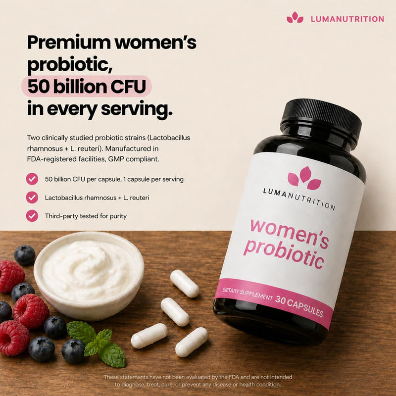 Luma Nutrition Probiotics for Women Digestive Health - 30 Capsules 60 Count (Pack of 1)