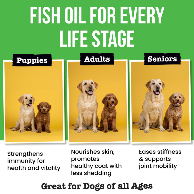 Omega 3 Fish Oil for Dogs & Cats - Made with Wild Alaskan Salmon Oil; Liquid Fish Oil Supplement for Pets with Omega 3 EPA+DHA Fatty Acids; Real Ingredients, Real Taste — Trusted by Vets! 8 Fl Oz