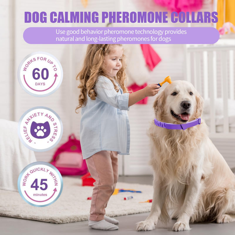 Calming Collar for Dogs, 4 Pack Anxiety Relief Collar Adjustable Waterproof Long-Lasting Soothing Dog Pheromone Calm Collars for All Small Medium Dog