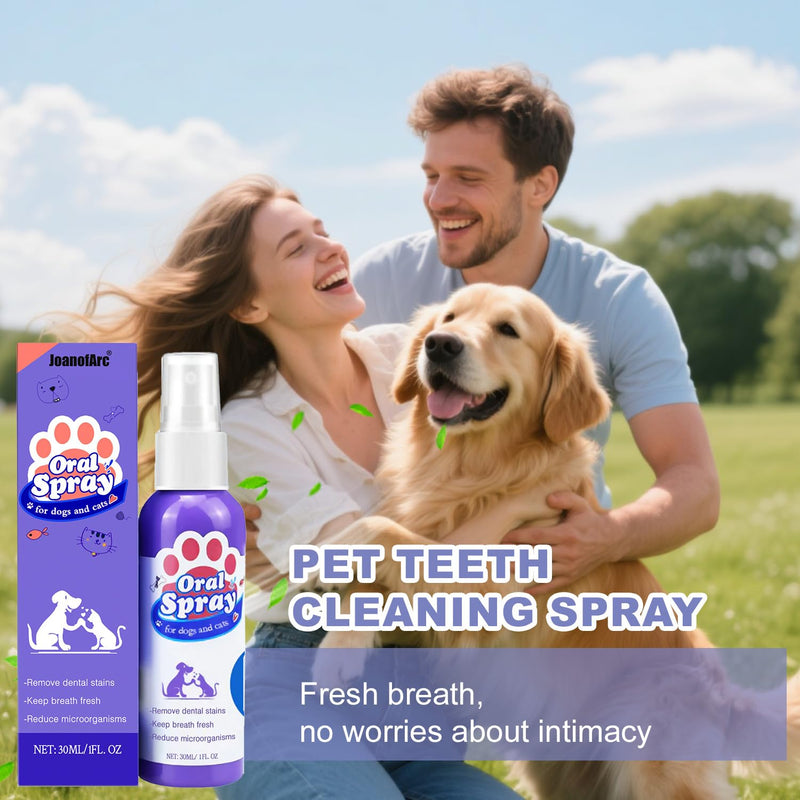 JoanofArc Dog Dental Care Spray, Pet Oral Spray, Breath Freshener & Teeth Cleaning Spray, Oral Spray Bad Breath, Reduce Plaque & Tartar, No Brushing Required Teeth Treatment Spray, 1.01 Fl Oz