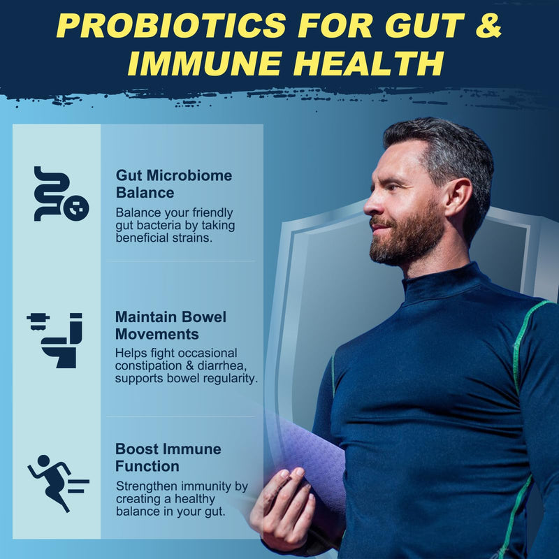 DRFOSTER Probiotics for Men Digestive Health, 120 Billion CFU, 180 Capsules | with Enzymes & Prebiotics & Saw Palmetto & Cranberry for Gut, Prostate & Urinary Tract Health, Shelf Stable 180 Count (Pack of 1)